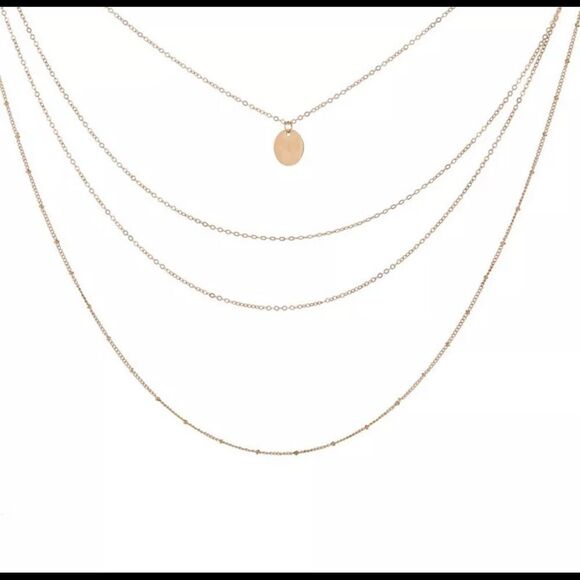 Gold Tone Multi Layer Coin Necklace - Picture 1 of 5